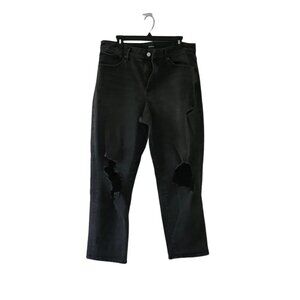 Express Midrise Black Ripped Ankle Jeans, Size 14